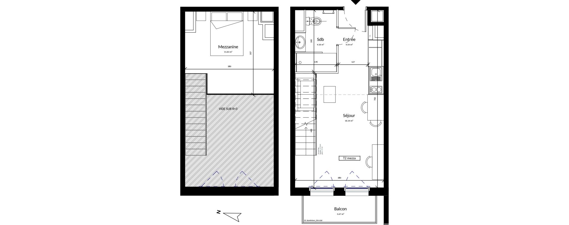 Duplex T2 de 36,47 m2 &agrave; Harfleur Centre