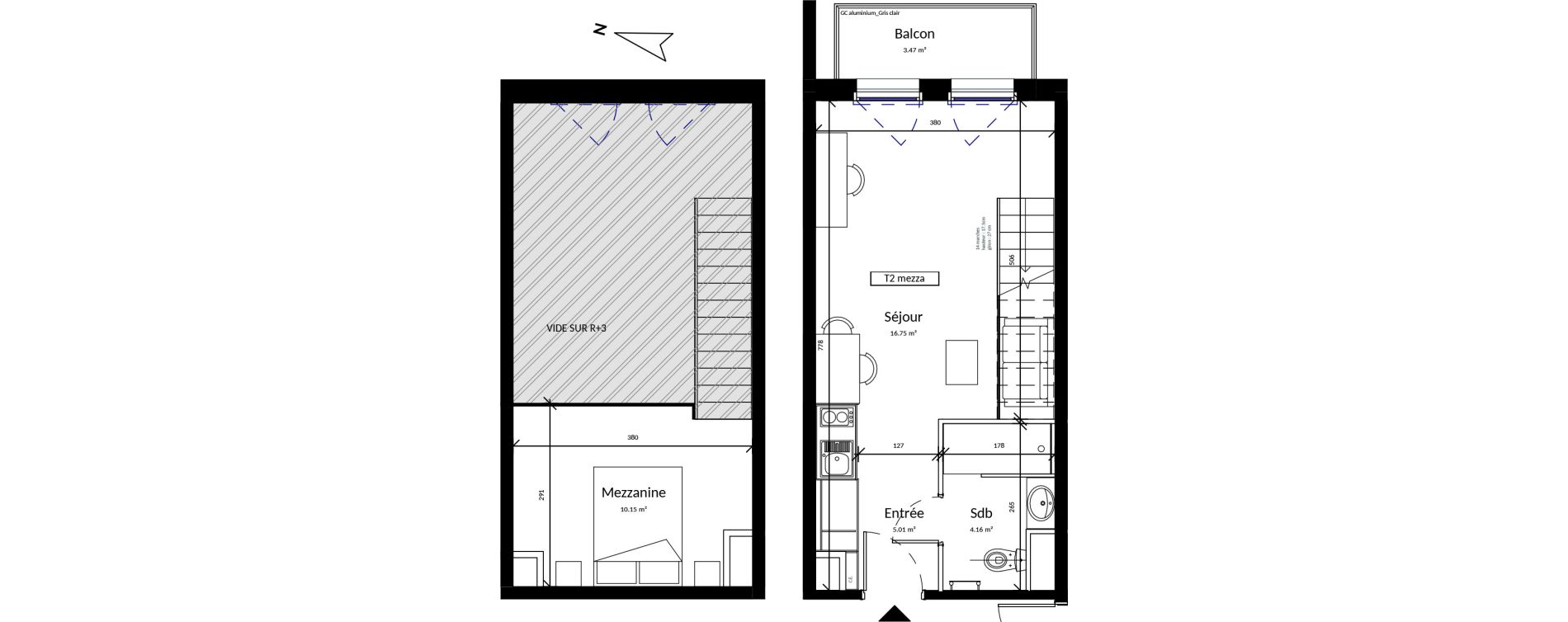 Duplex T2 de 36,07 m2 &agrave; Harfleur Centre