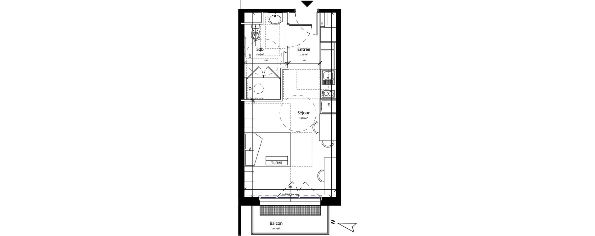 Appartement T1 de 27,81 m2 &agrave; Harfleur Centre
