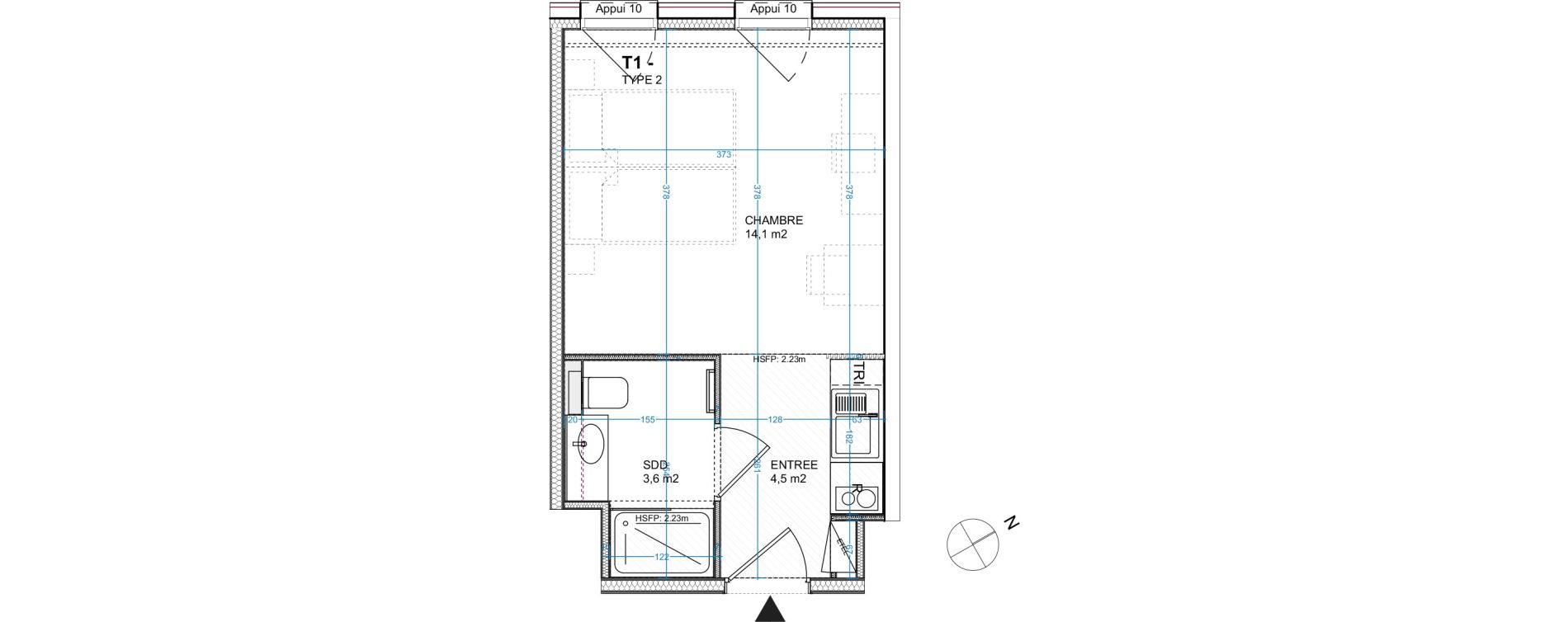 Appartement T1 de 22,22 m2 au Havre Le havre les docks