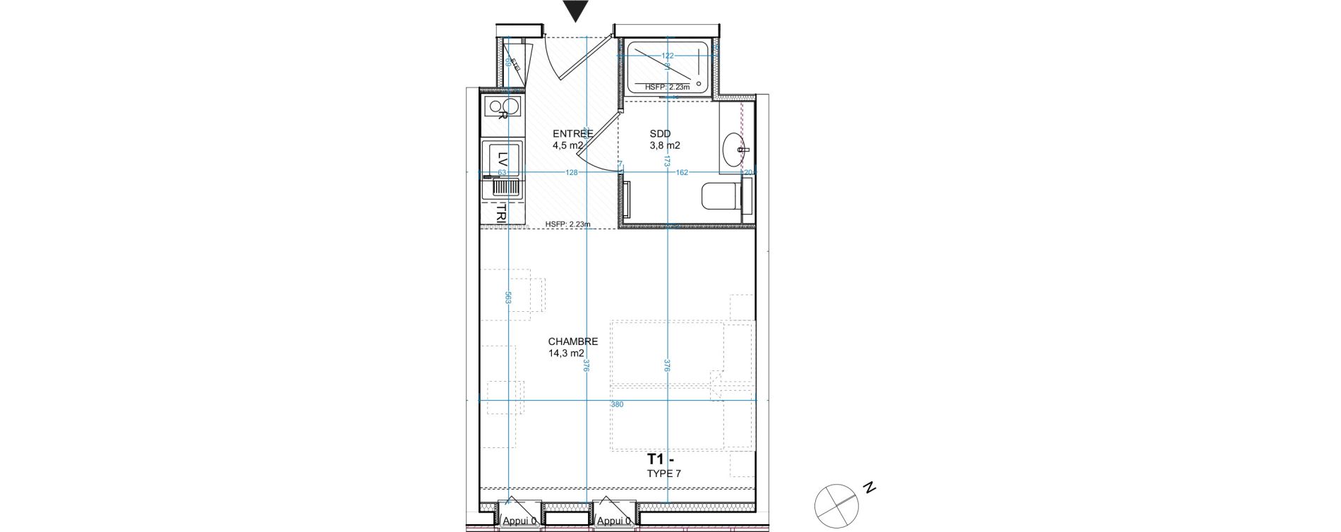 Appartement T1 de 22,57 m2 au Havre Le havre les docks