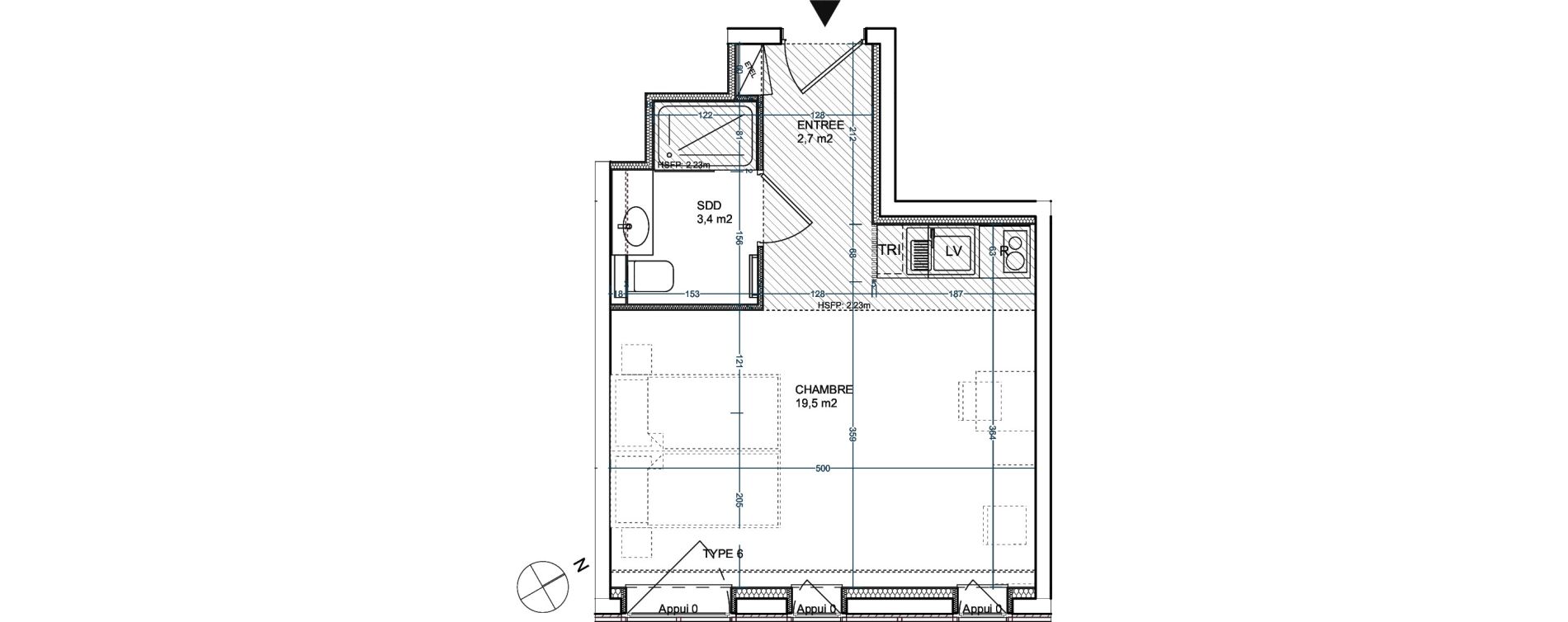 Appartement T1 de 25,63 m2 au Havre Le havre les docks