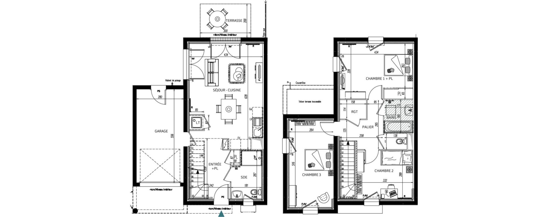 Maison T4 de 84,95 m2 au Havre Points cardinaux
