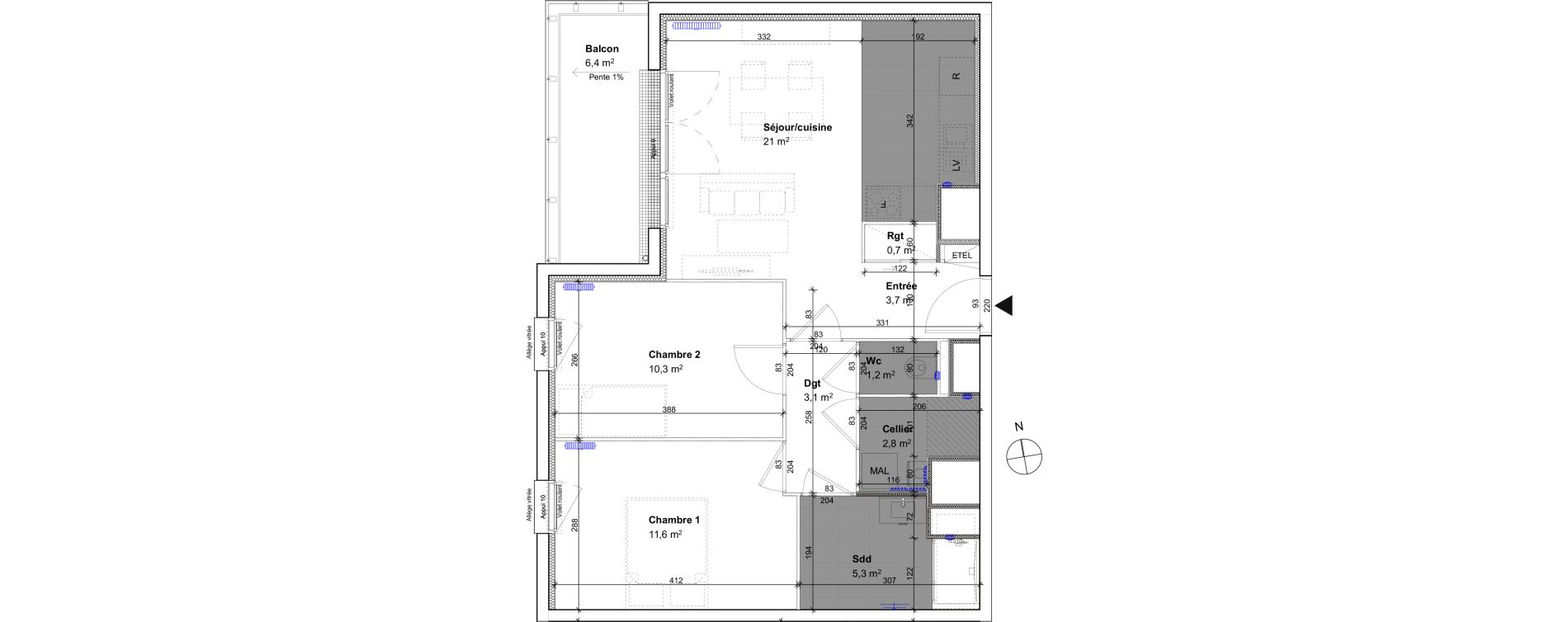 Appartement T3 de 59,70 m2 au Havre Le havre est