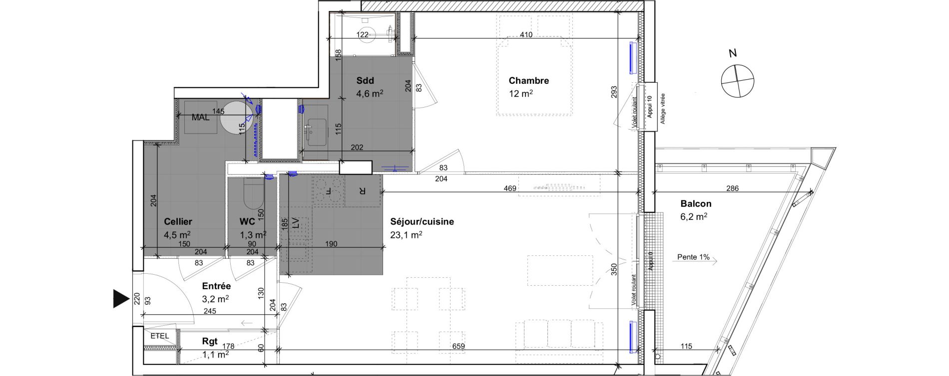 Appartement T2 de 49,80 m2 au Havre Le havre est