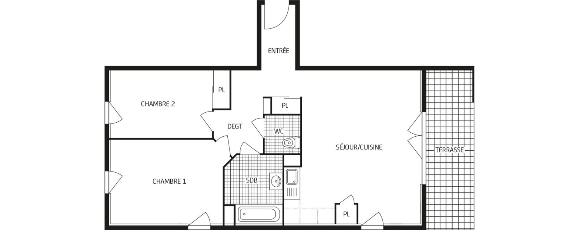 Appartement T3 de 62,92 m2 au Havre Points cardinaux