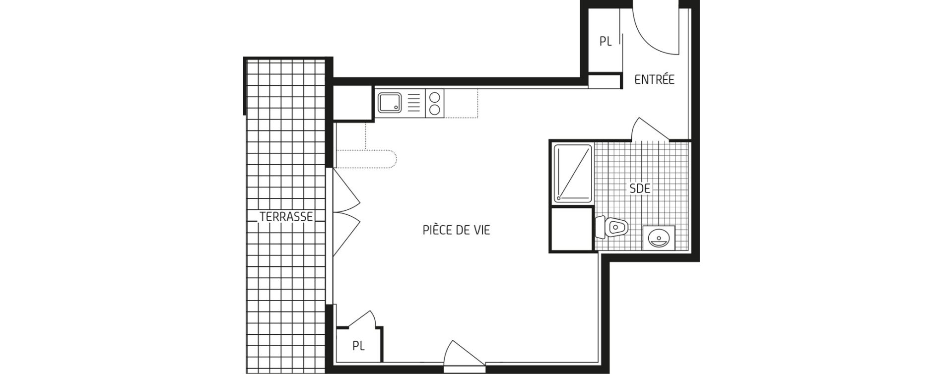 Appartement T1 bis de 31,95 m2 au Havre Points cardinaux