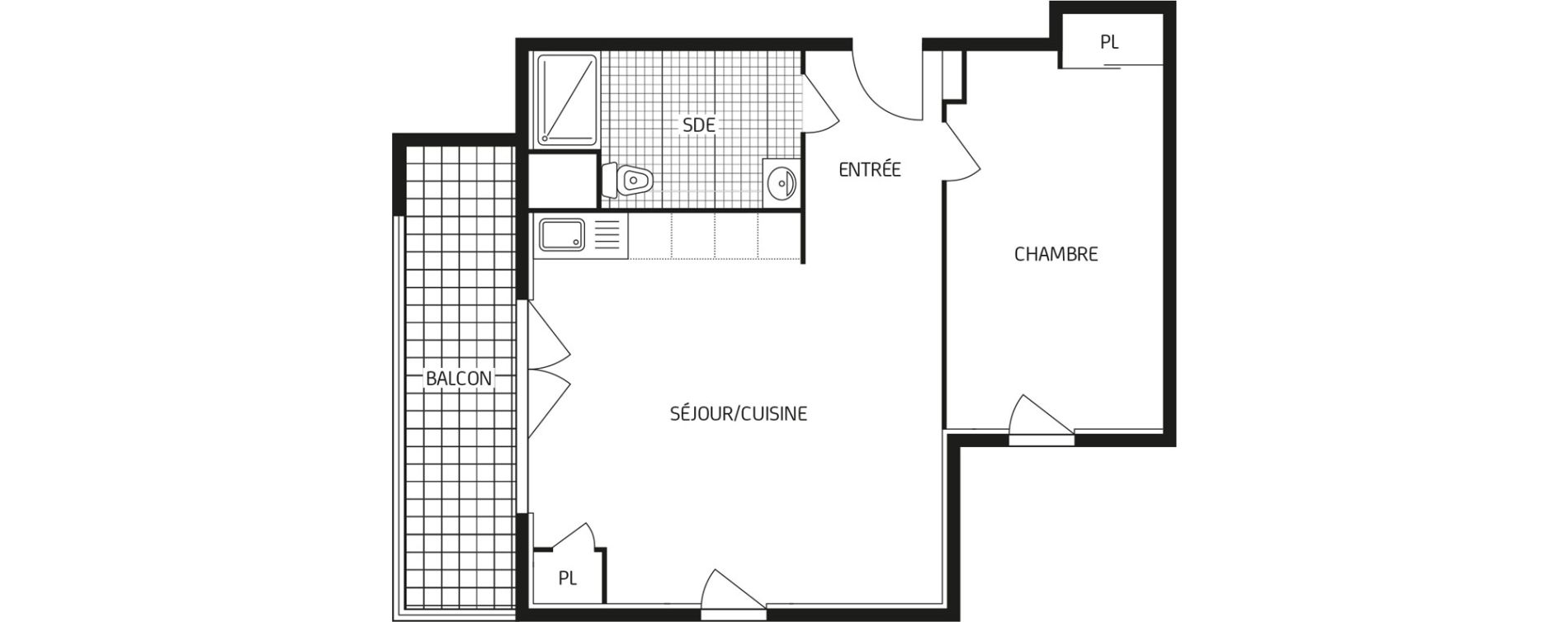 Appartement T2 de 45,23 m2 au Havre Points cardinaux