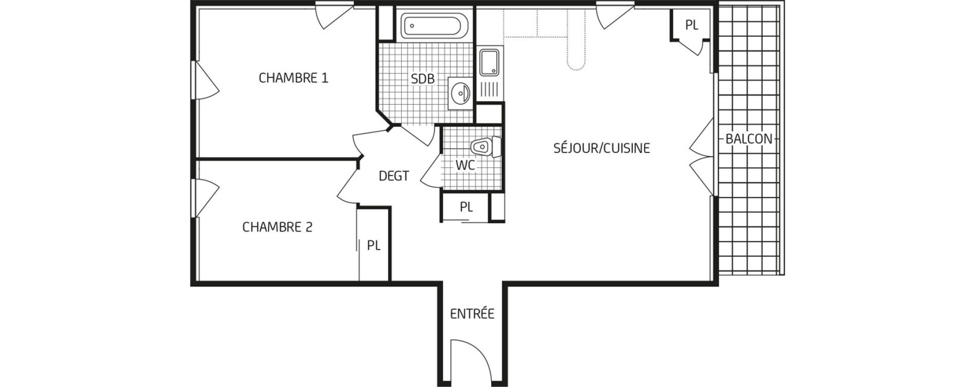 Appartement T3 de 64,74 m2 au Havre Points cardinaux