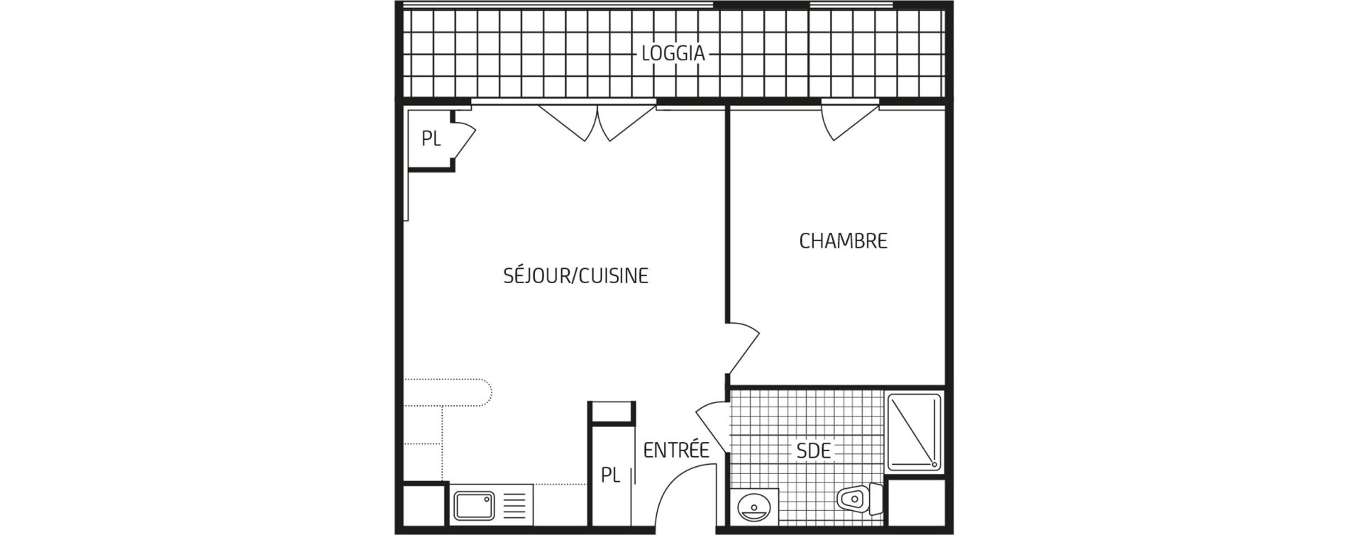 Appartement T2 de 43,85 m2 au Havre Points cardinaux