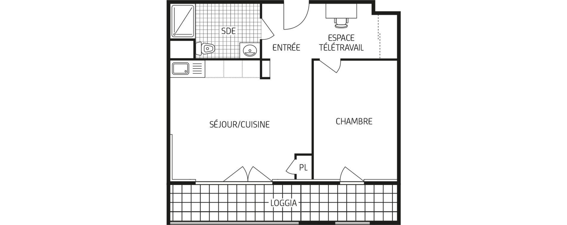 Appartement T2 de 45,12 m2 au Havre Points cardinaux