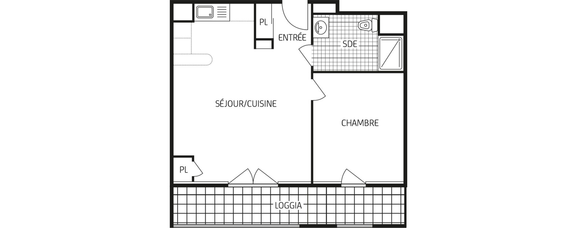 Appartement T2 de 44,15 m2 au Havre Points cardinaux