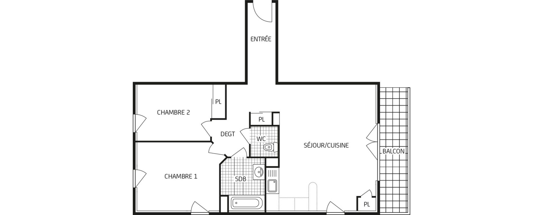 Appartement T3 de 66,81 m2 au Havre Points cardinaux