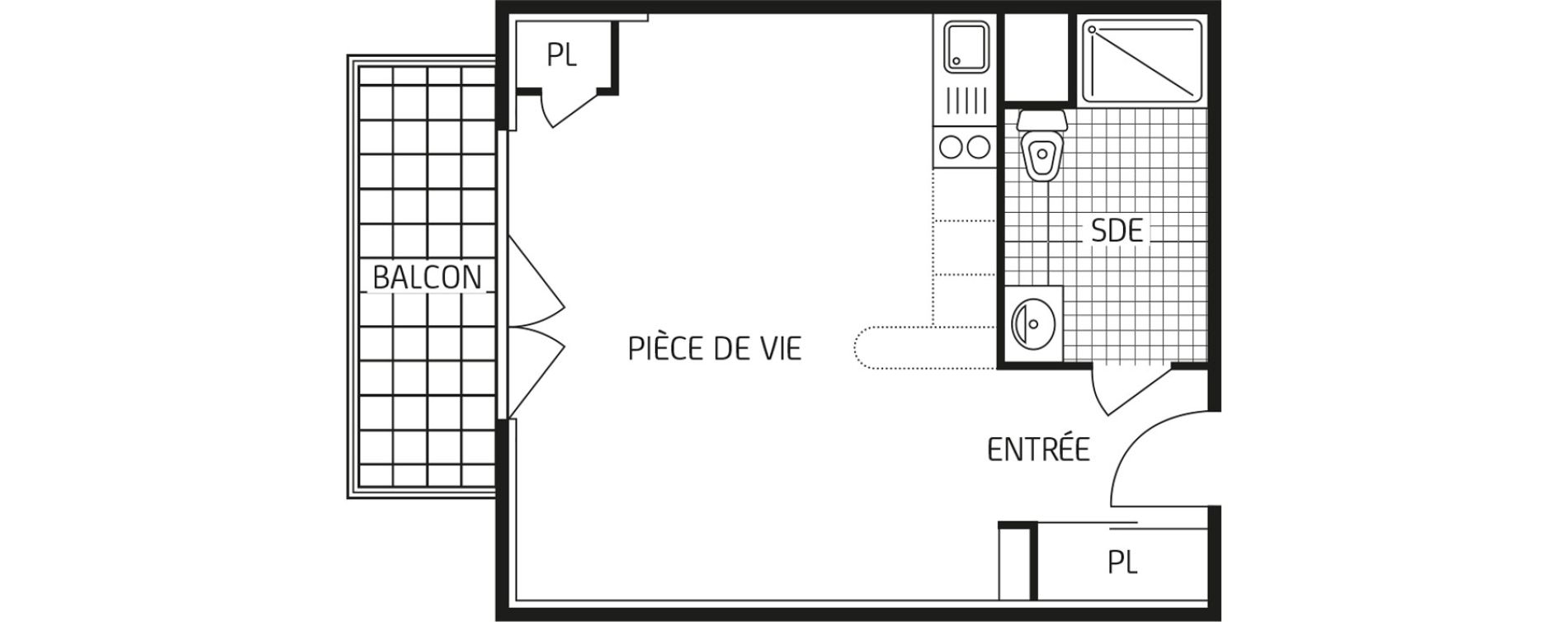 Appartement T1 bis de 32,12 m2 au Havre Points cardinaux