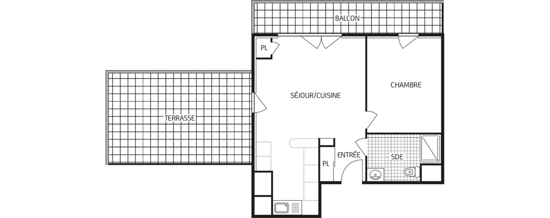 Appartement T2 de 46,14 m2 au Havre Points cardinaux