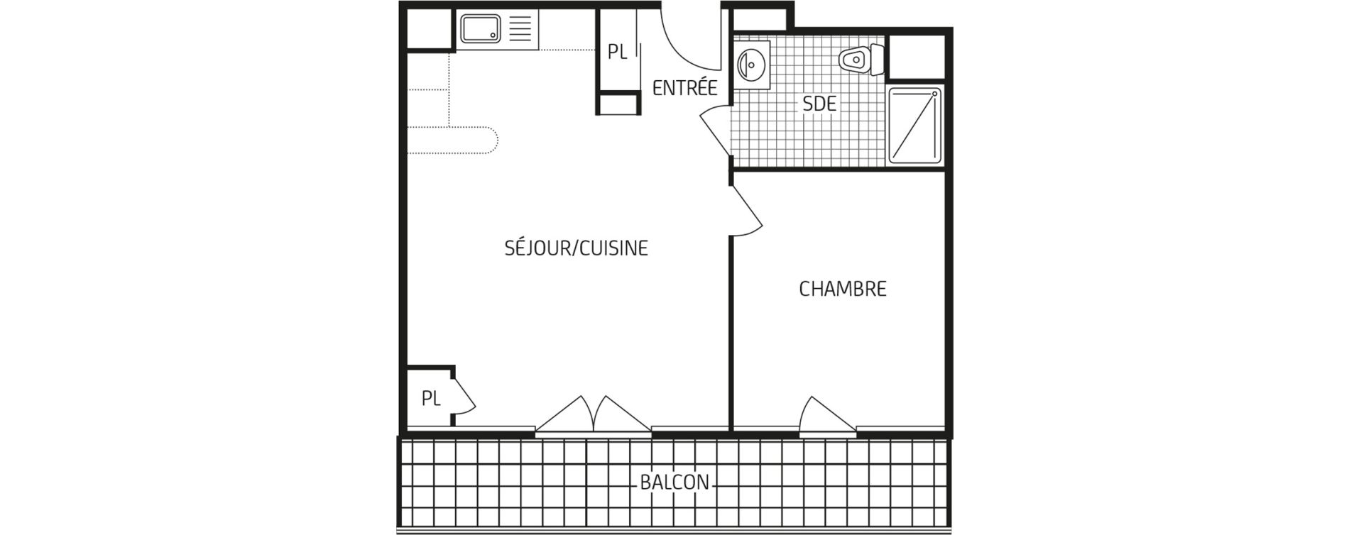Appartement T2 de 44,15 m2 au Havre Points cardinaux