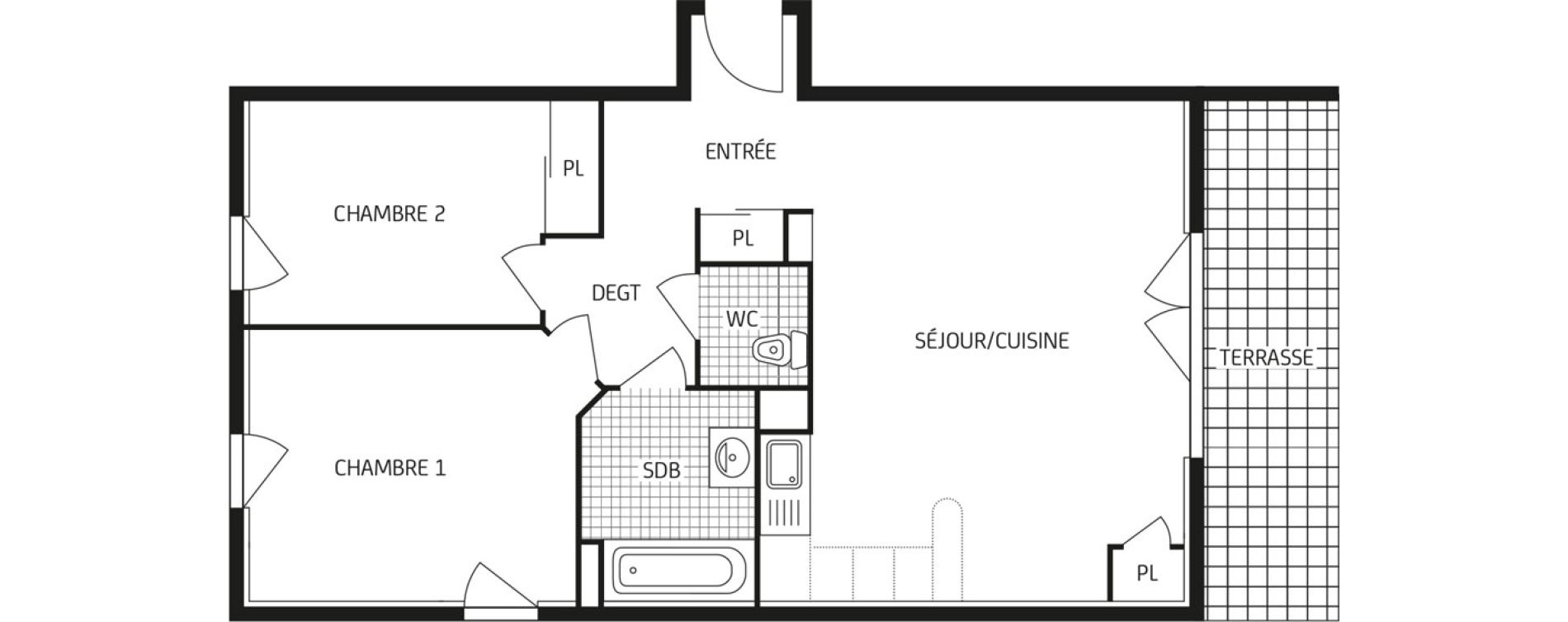 Appartement T3 de 62,49 m2 au Havre Points cardinaux