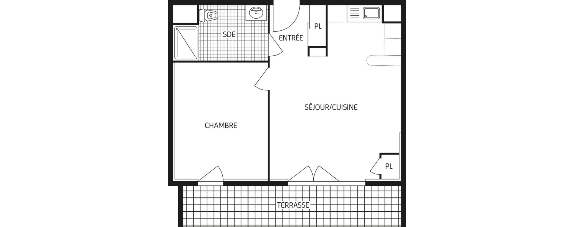 Appartement T2 de 43,18 m2 au Havre Points cardinaux