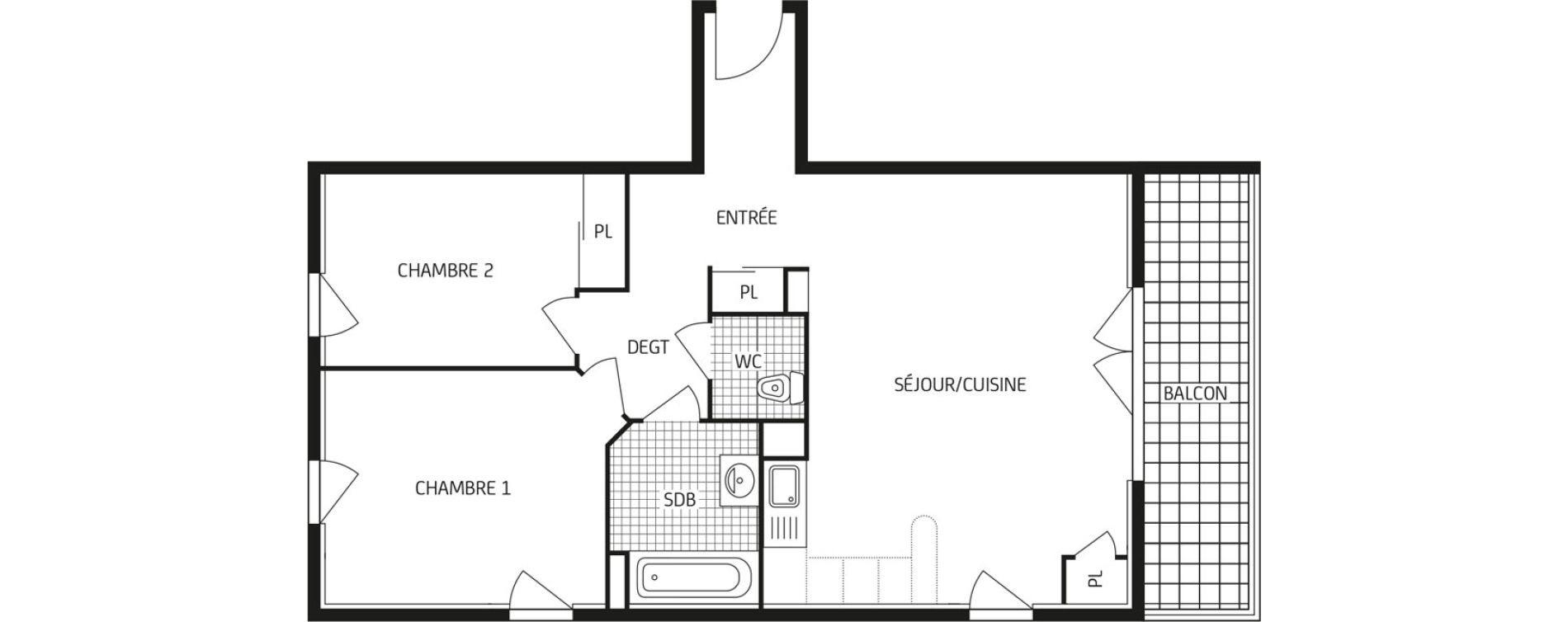 Appartement T3 de 63,98 m2 au Havre Points cardinaux