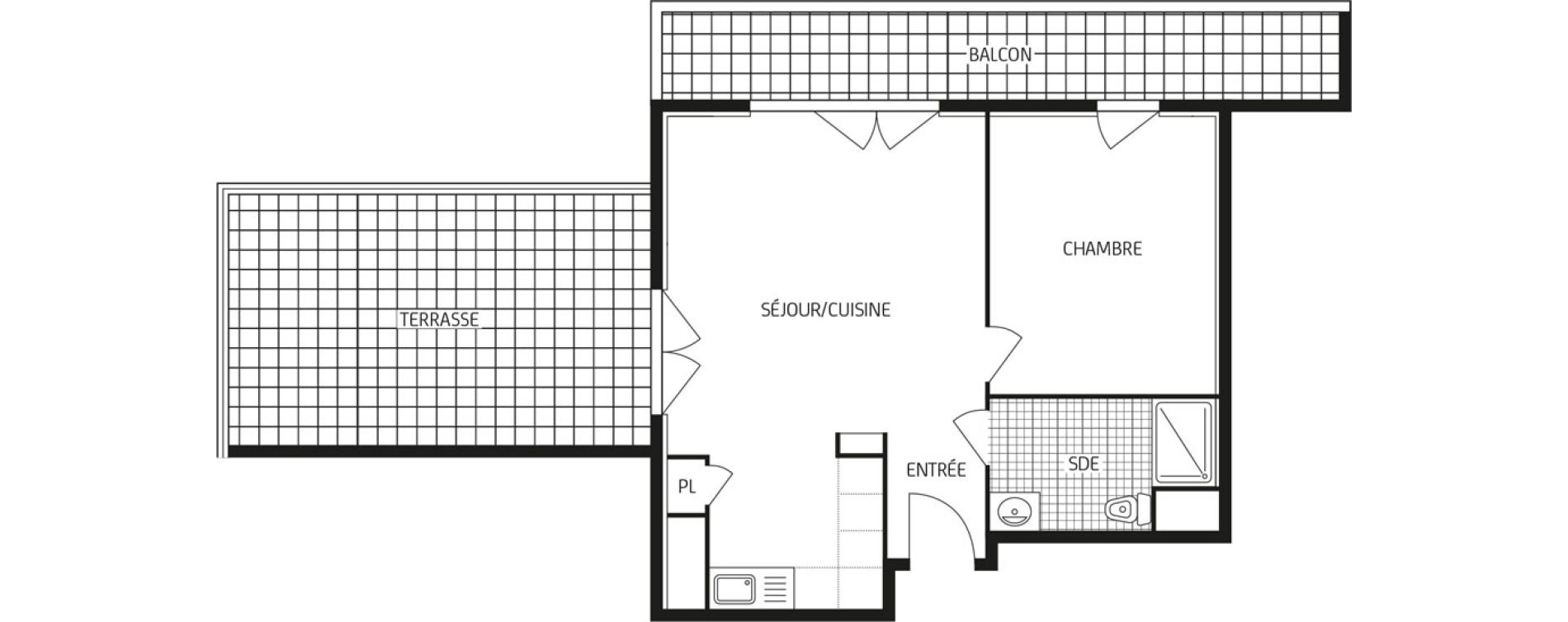 Appartement T2 de 44,82 m2 au Havre Points cardinaux