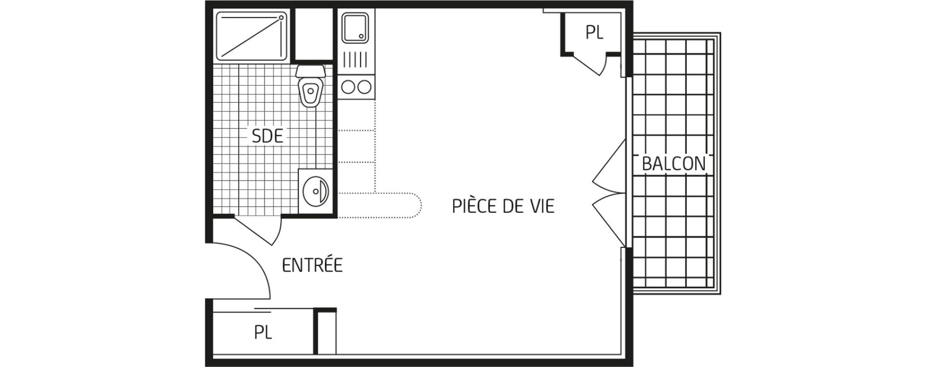 Appartement T1 bis de 32,17 m2 au Havre Points cardinaux