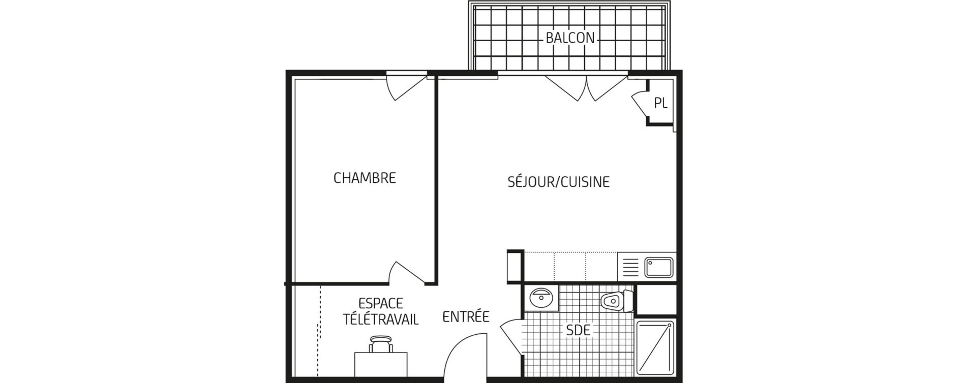 Appartement T2 de 46,16 m2 au Havre Points cardinaux