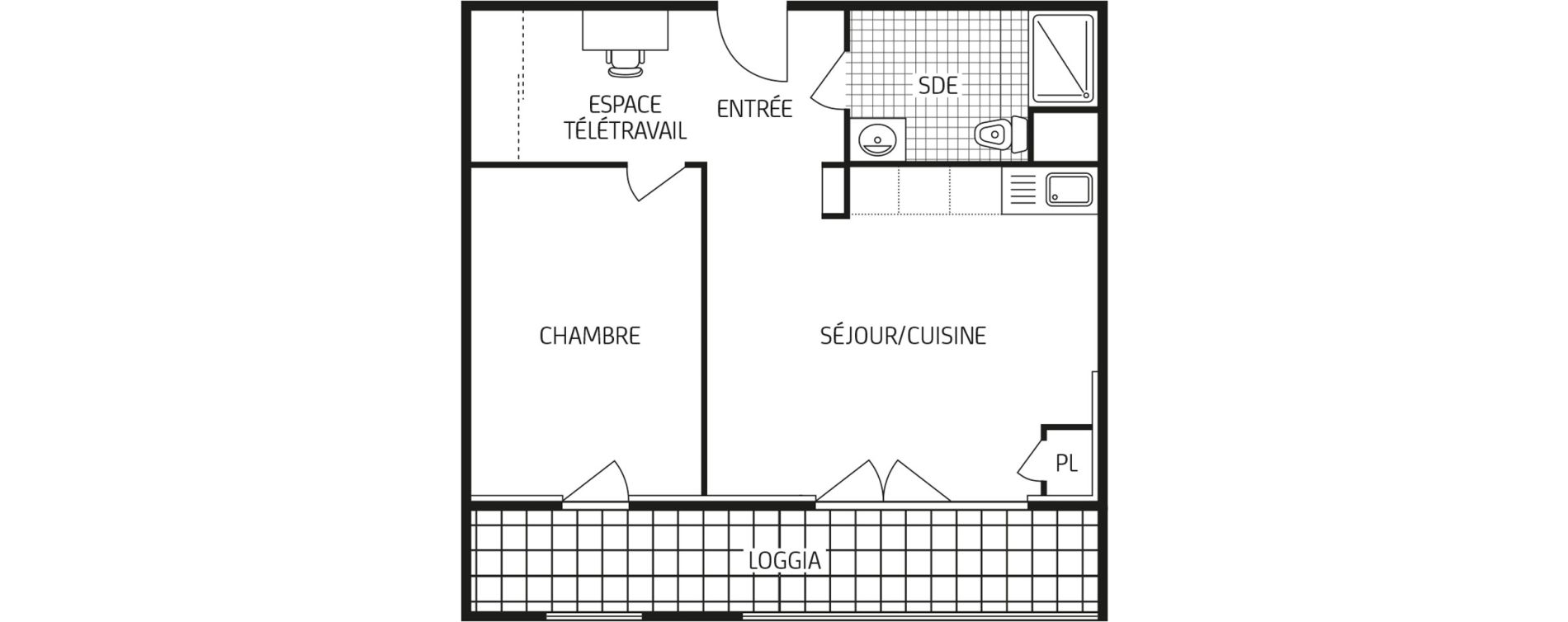 Appartement T2 de 46,82 m2 au Havre Points cardinaux
