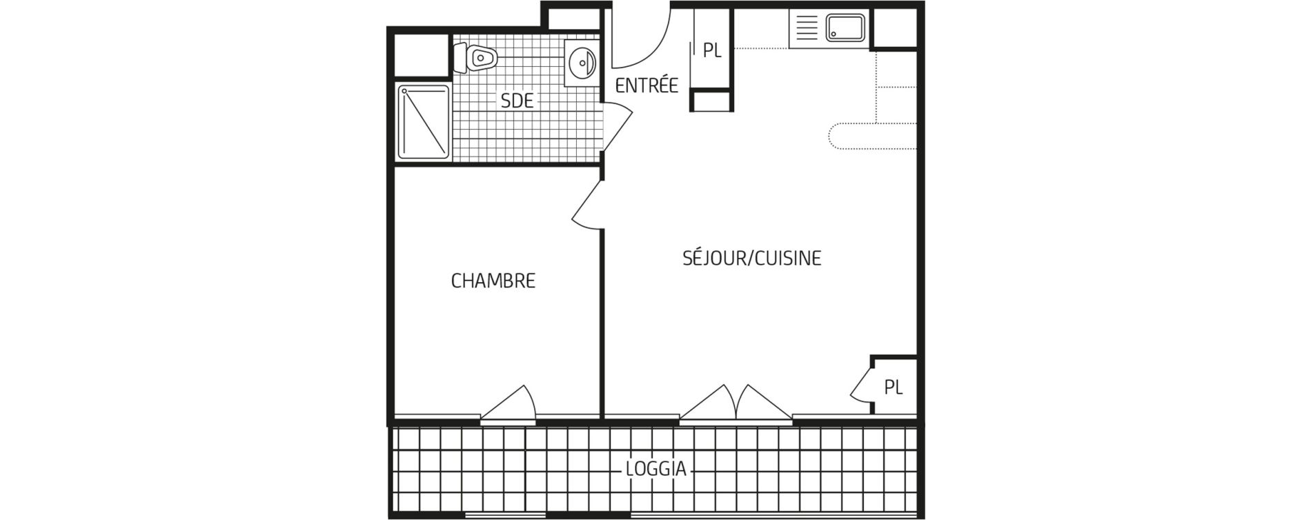 Appartement T2 de 44,15 m2 au Havre Points cardinaux
