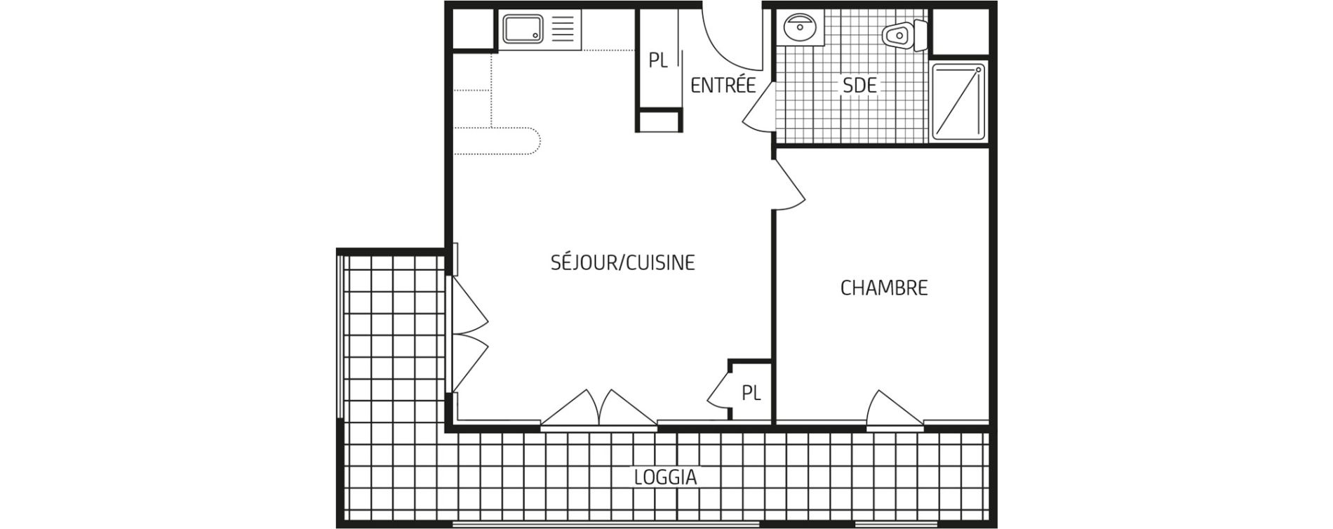 Appartement T2 de 43,67 m2 au Havre Points cardinaux