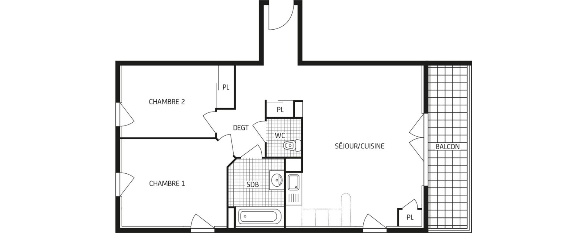Appartement T3 de 63,98 m2 au Havre Points cardinaux