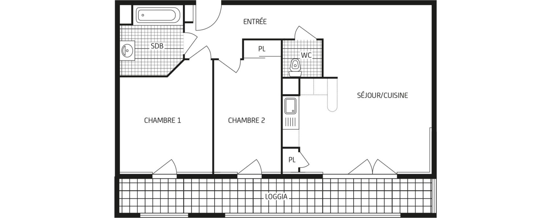 Appartement T3 de 62,98 m2 au Havre Points cardinaux