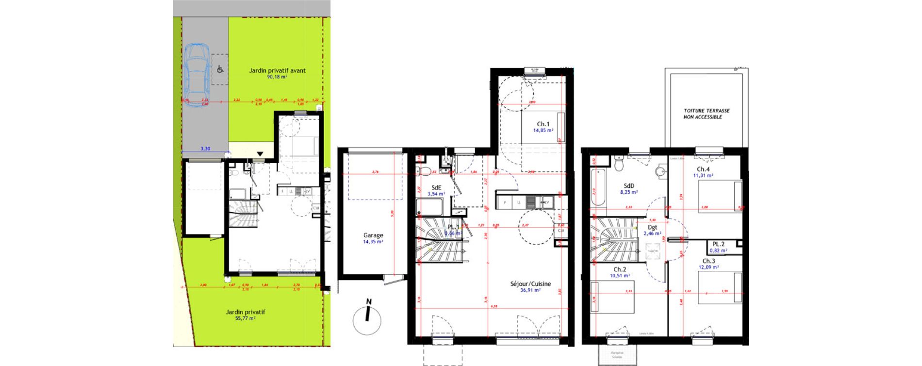 Maison T5 de 101,40 m2 au Havre Le grand hameau