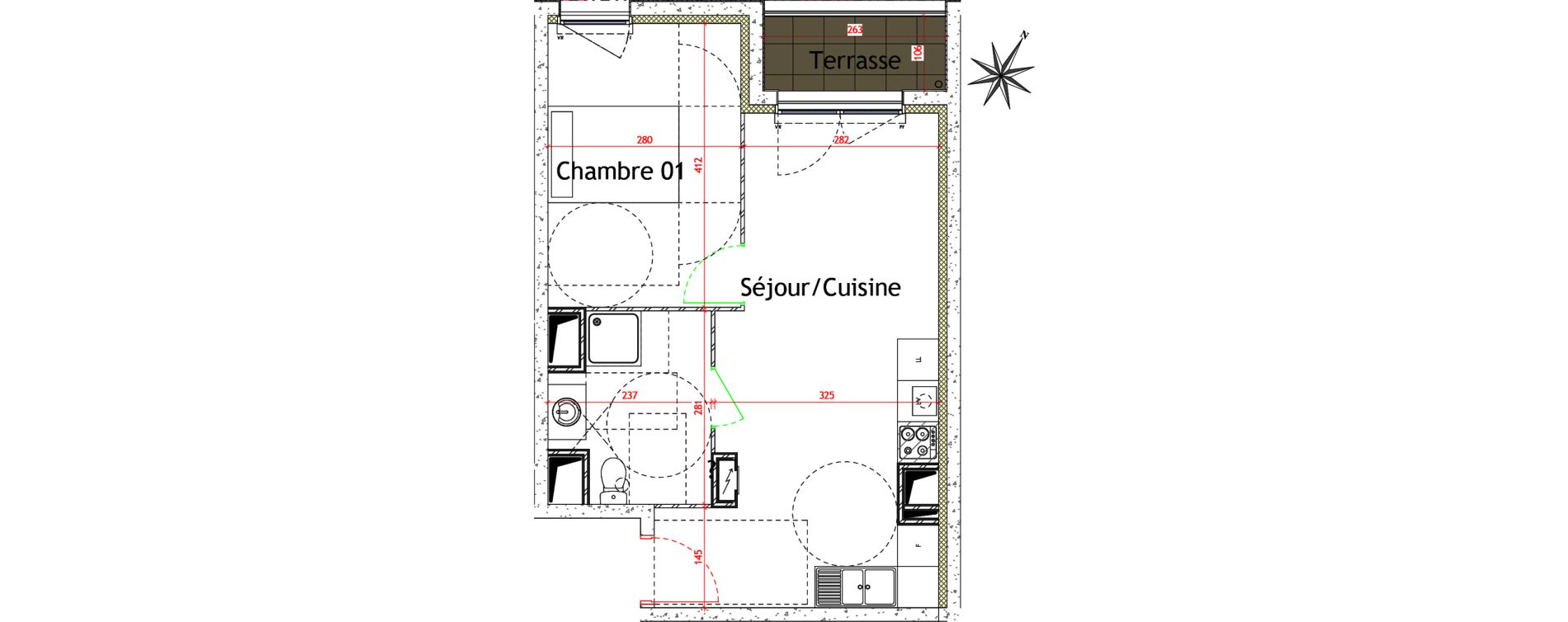 Appartement T2 de 39,88 m2 au Havre Arcole brindeau