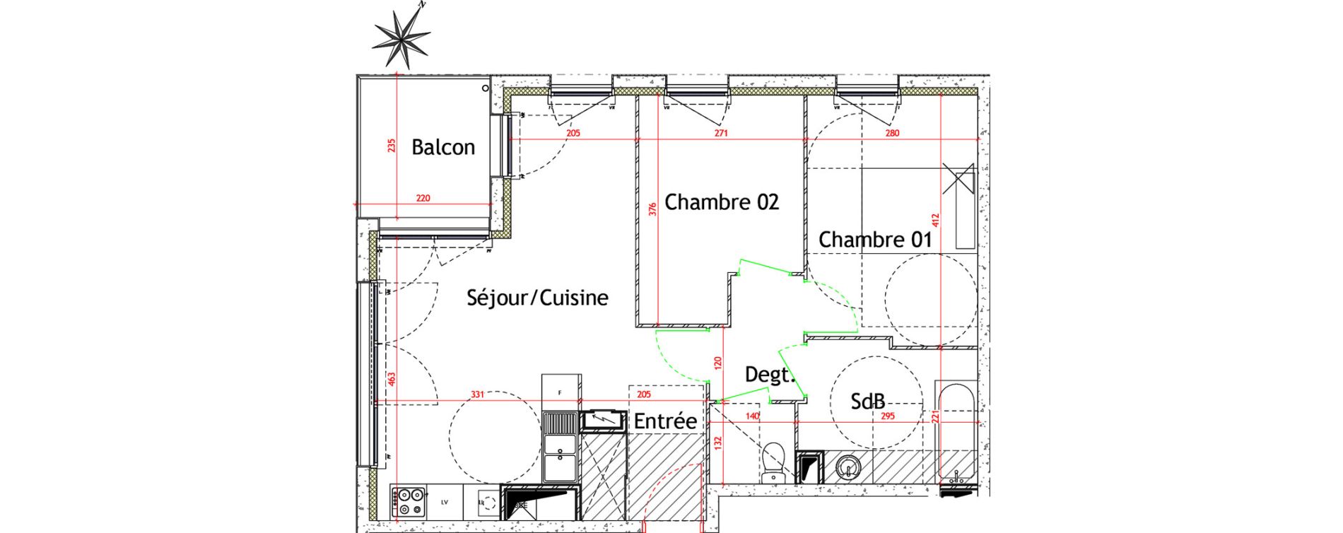Appartement T2 de 58,53 m2 au Havre Arcole brindeau