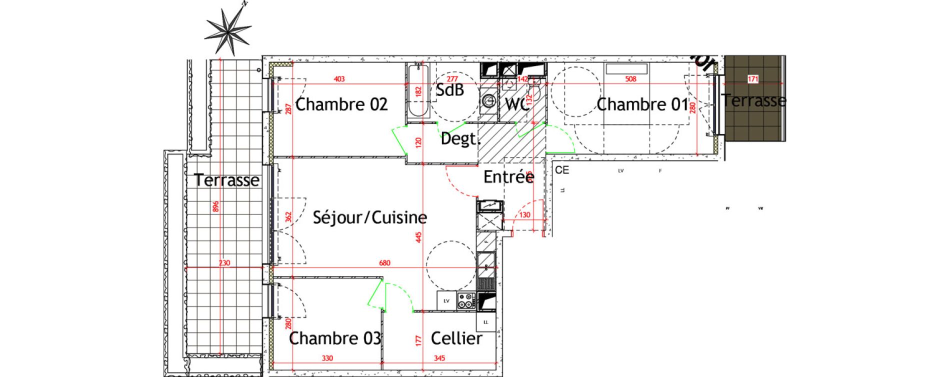 Appartement T4 de 82,75 m2 au Havre Arcole brindeau