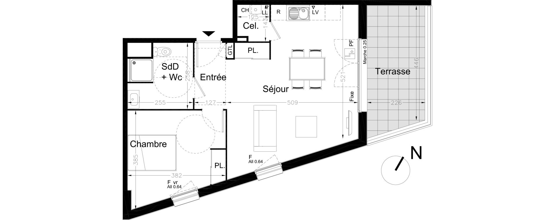 Appartement T2 de 51,04 m2 au Havre Le grand hameau