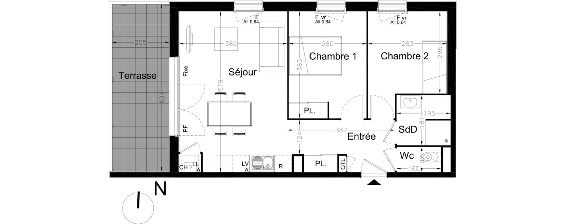 Appartement T3 de 54,22 m2 au Havre Le grand hameau