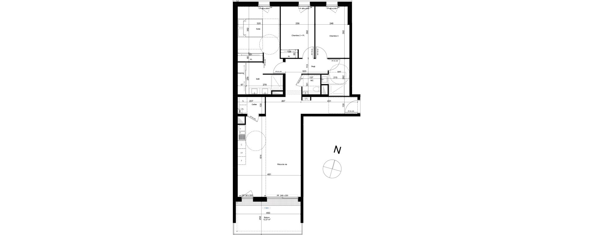 Appartement T4 de 95,57 m2 au Mesnil-Esnard Centre