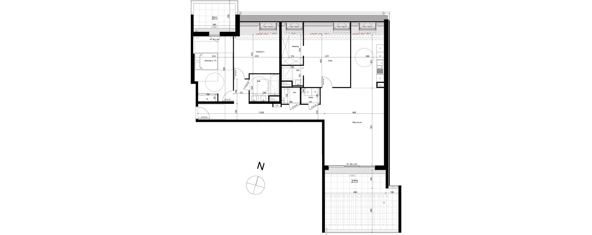 Appartement T4 de 117,39 m2 au Mesnil-Esnard Centre