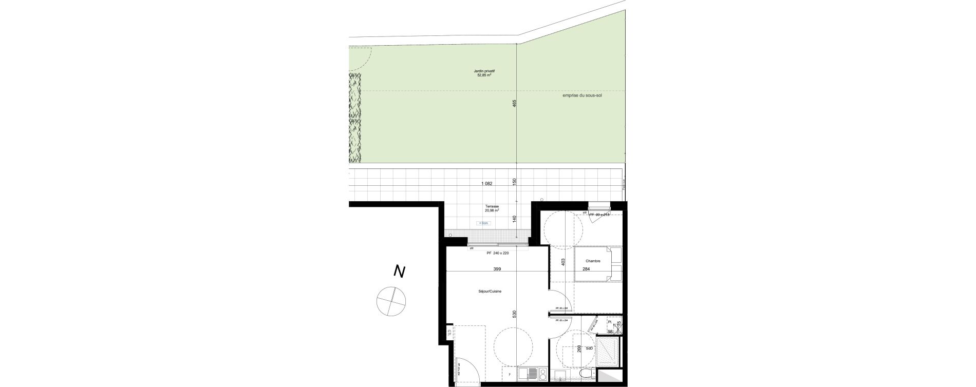 Appartement T2 de 38,95 m2 au Mesnil-Esnard Centre