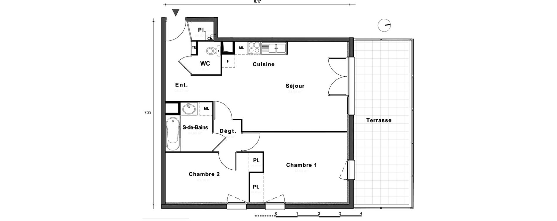 Appartement T3 de 63,92 m2 au Petit-Quevilly Centre