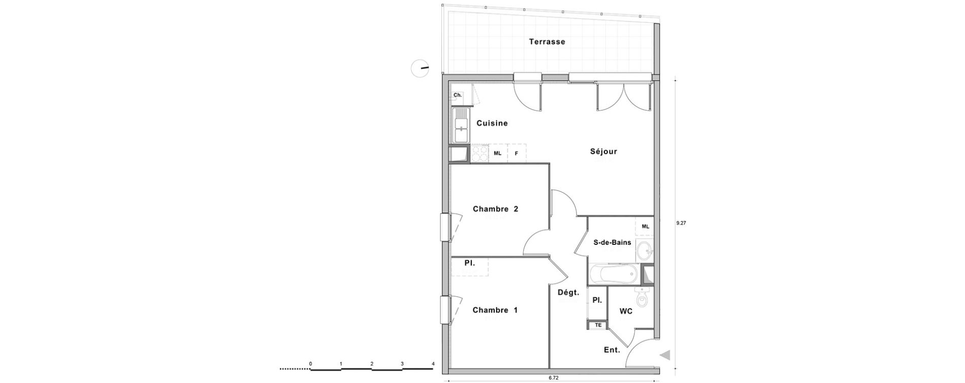 Appartement T3 de 59,42 m2 au Petit-Quevilly Centre