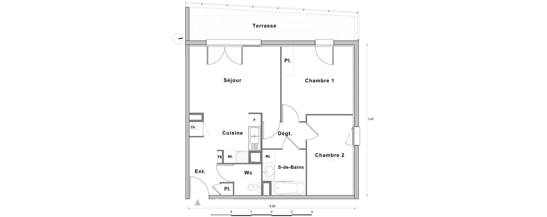 Appartement T3 de 57,22 m2 au Petit-Quevilly Centre