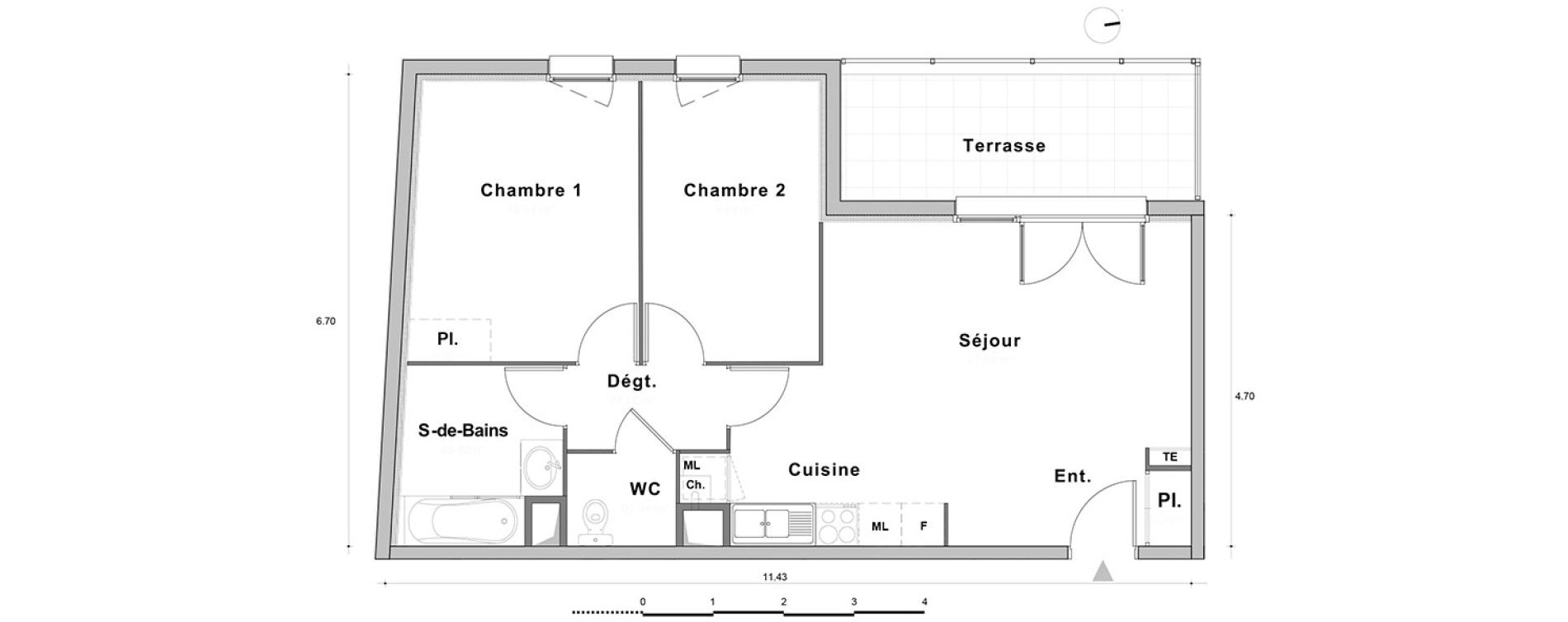 Appartement T3 de 60,54 m2 au Petit-Quevilly Centre