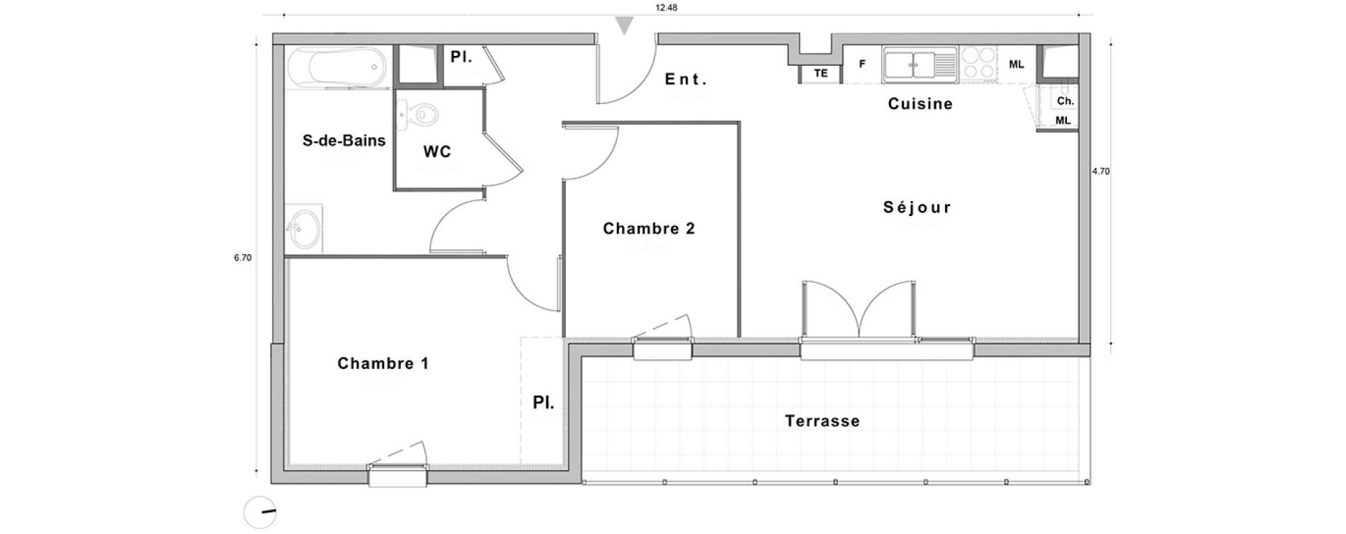 Appartement T3 de 63,19 m2 au Petit-Quevilly Centre