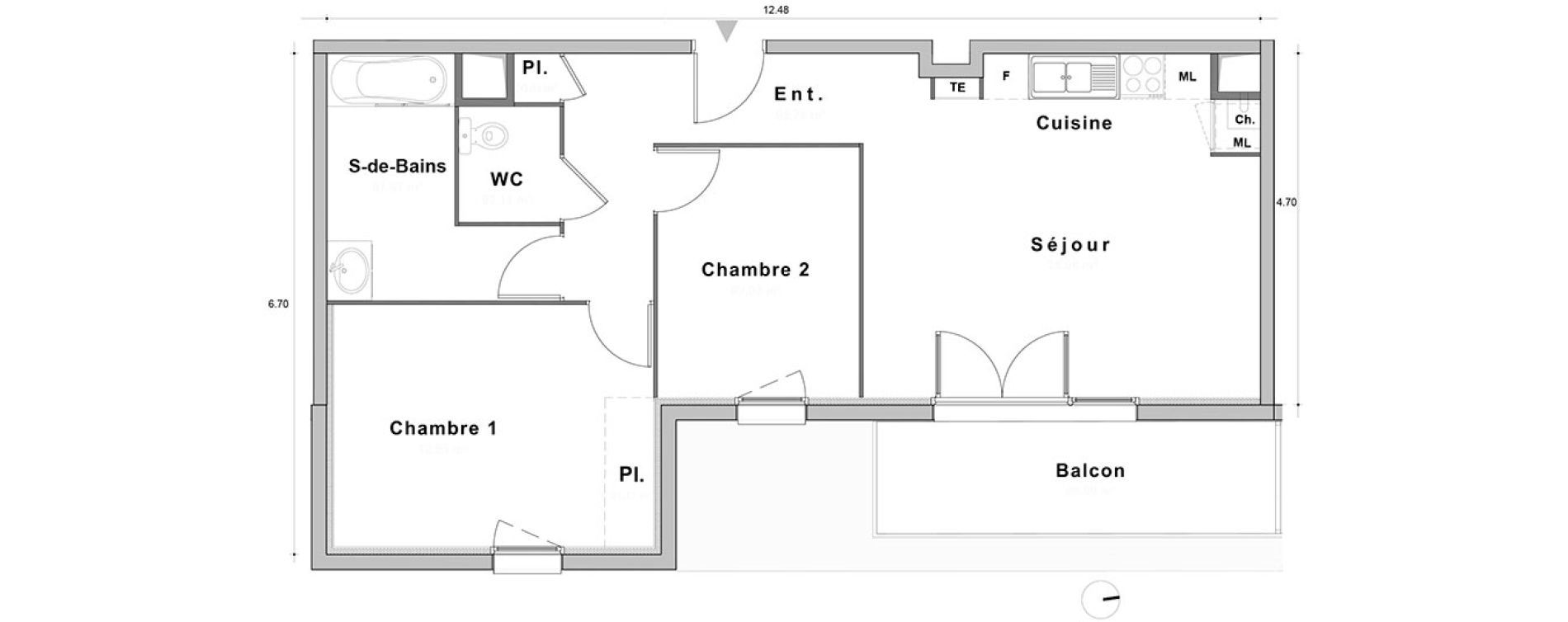 Appartement T3 de 63,19 m2 au Petit-Quevilly Centre