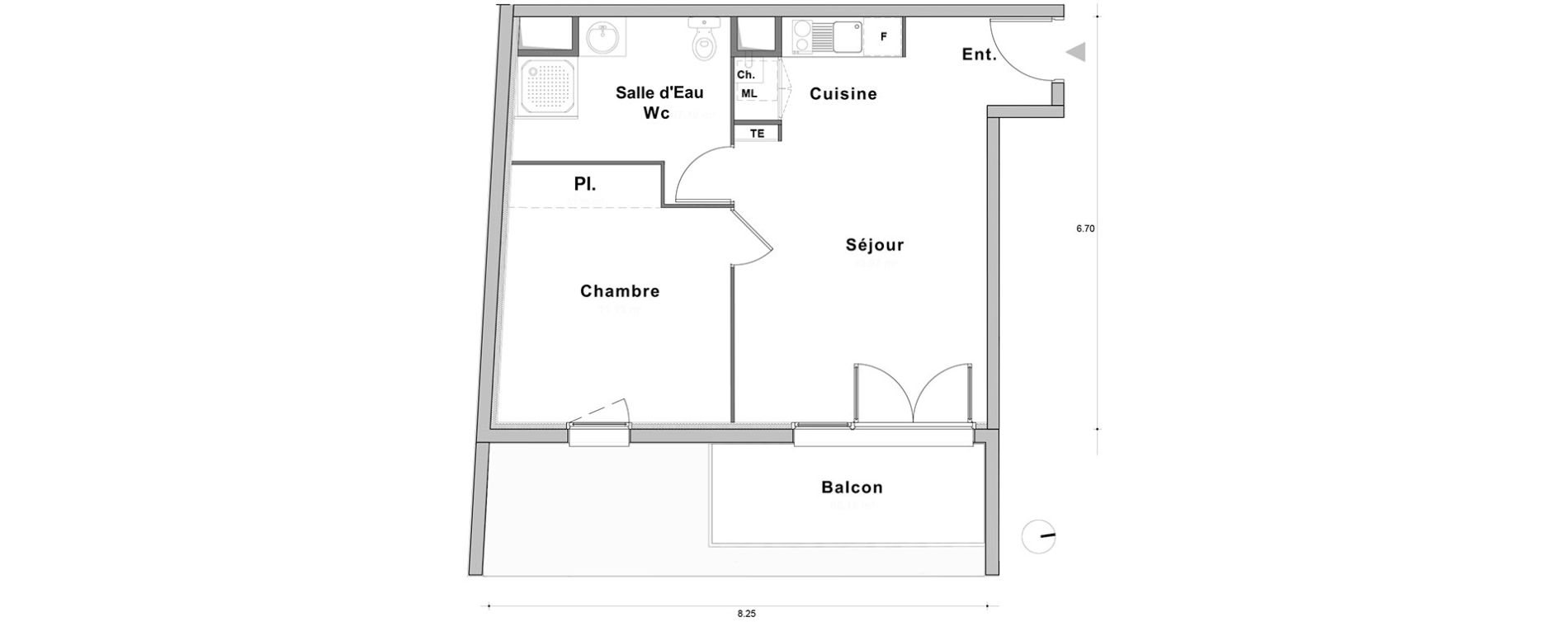 Appartement T2 de 43,65 m2 au Petit-Quevilly Centre