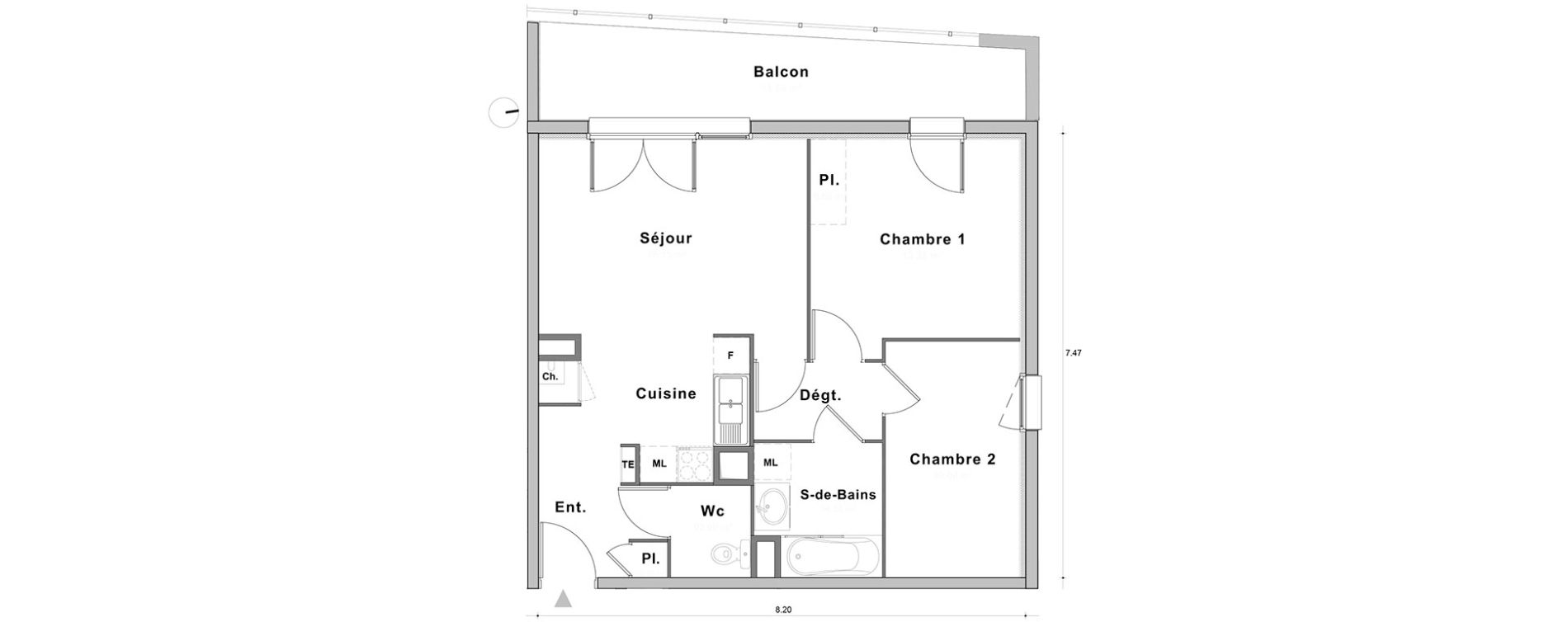 Appartement T3 de 57,22 m2 au Petit-Quevilly Centre