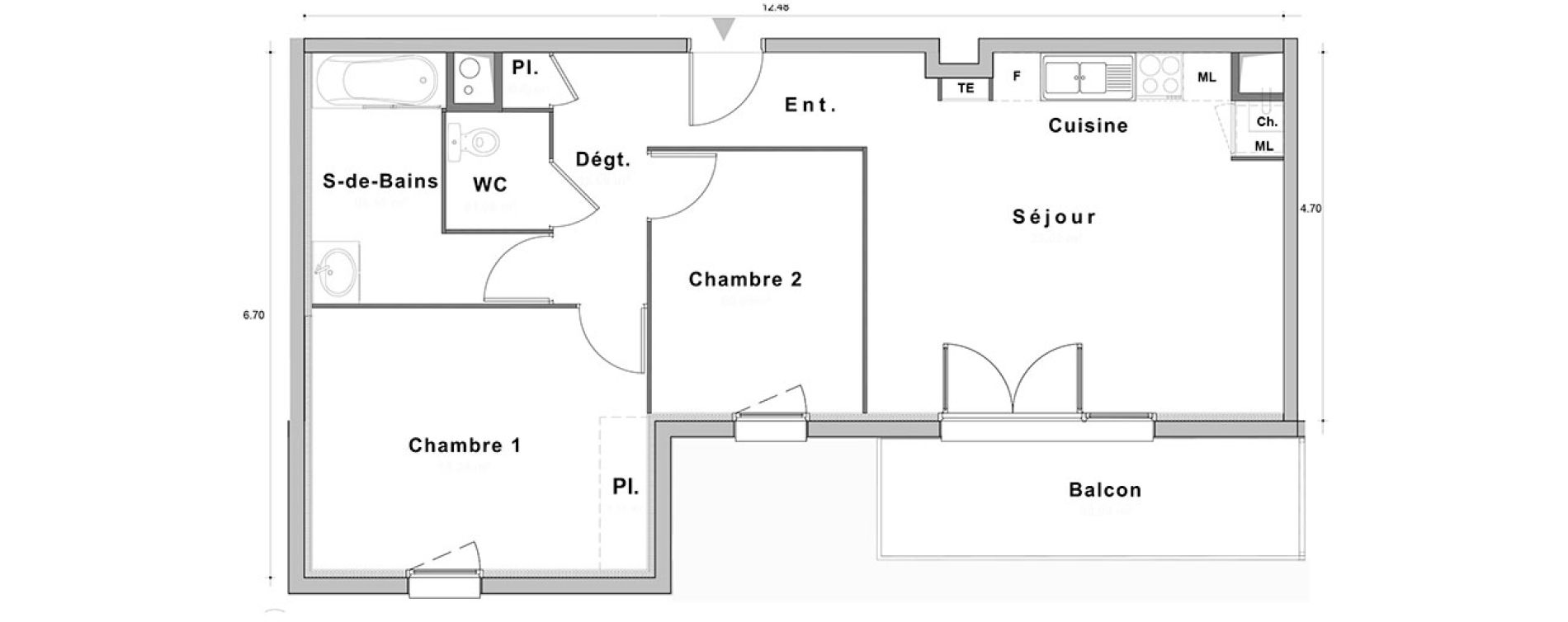 Appartement T3 de 63,03 m2 au Petit-Quevilly Centre