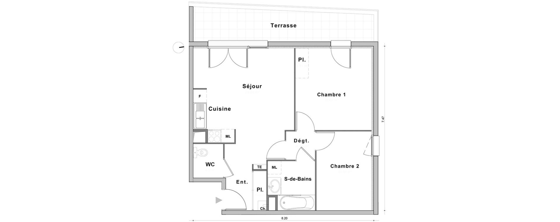 Appartement T3 de 55,34 m2 au Petit-Quevilly Centre